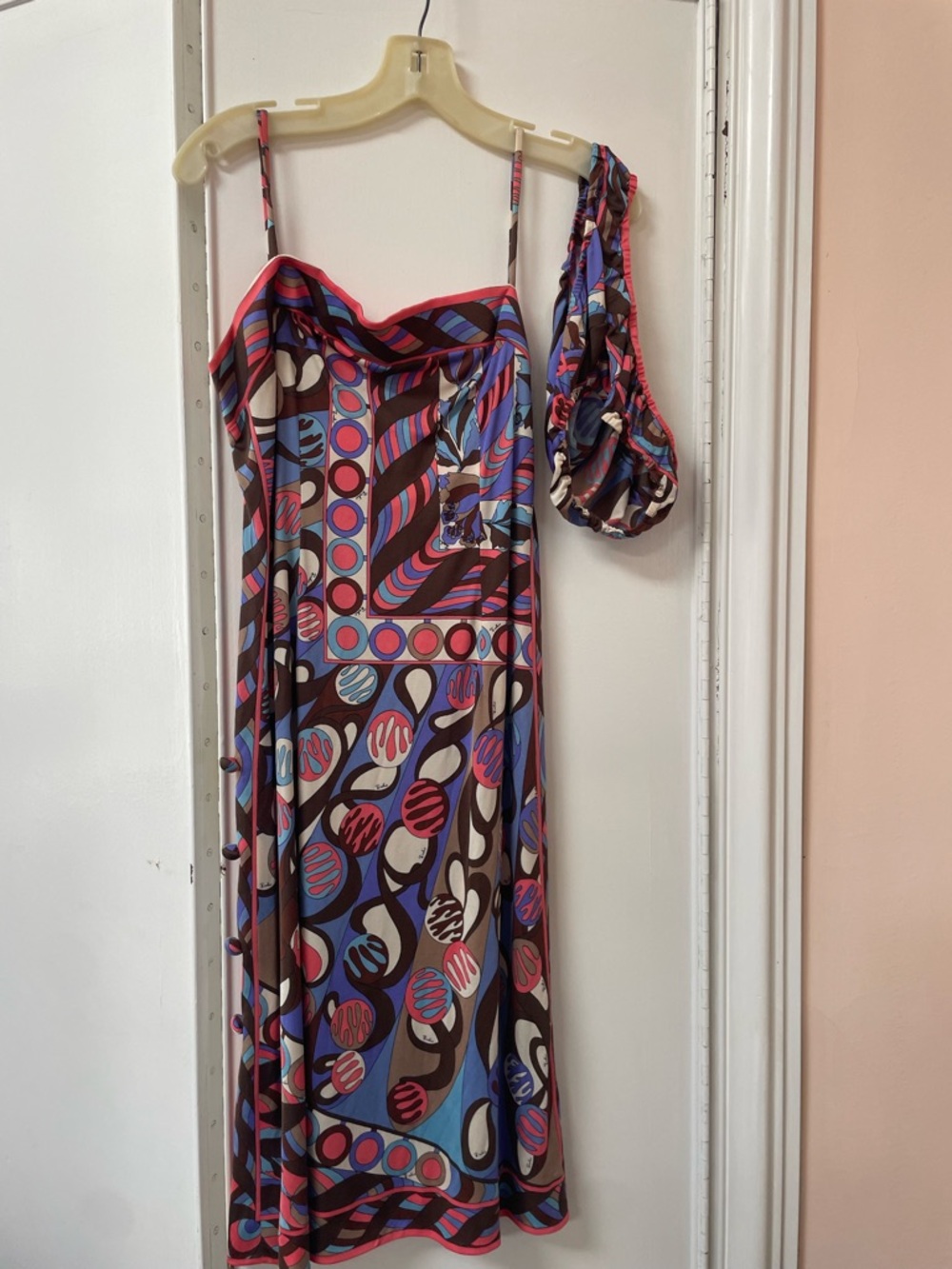 Emilio Pucci Brown, Blue and Pink Geometric Strap Maxi Dress with underwear - Picture 2 of 13